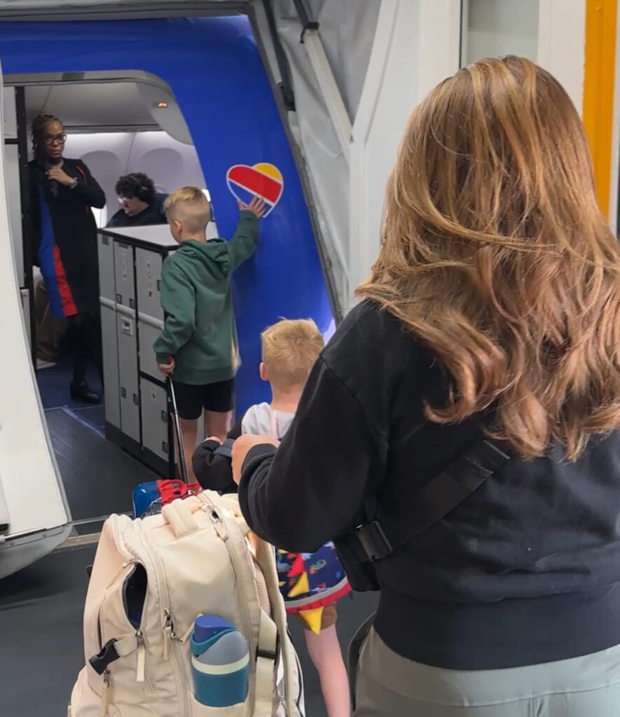 Boarding a Southwest flight where the boys are using Companion pass
