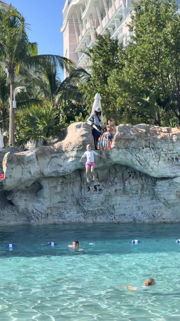 Jumping from the cliffs at the Grand Hyatt Baha Mar 