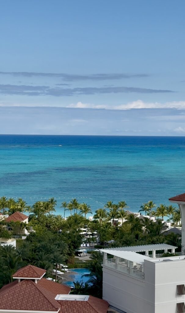 The view from the Ocean View Queen Bedroom at the Grand Hyatt Baha Mar booked on credit card points 